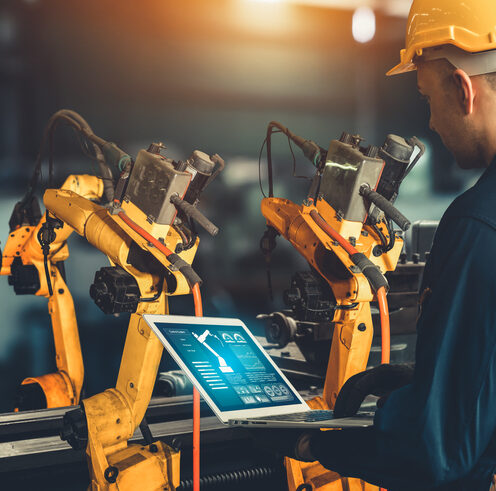 Smart,Industry,Robot,Arms,For,Digital,Factory,Production,Technology,Showing